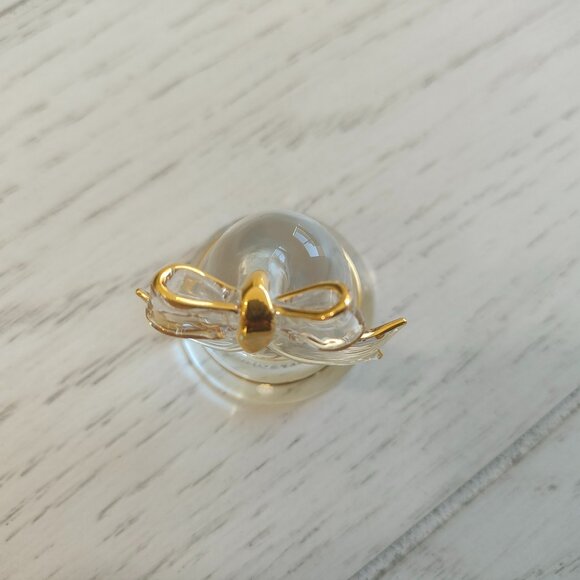 Miniature 25th Anniversary Glass Bell Shaped Figurine With Gold Tone Accents - Picture 3 of 6